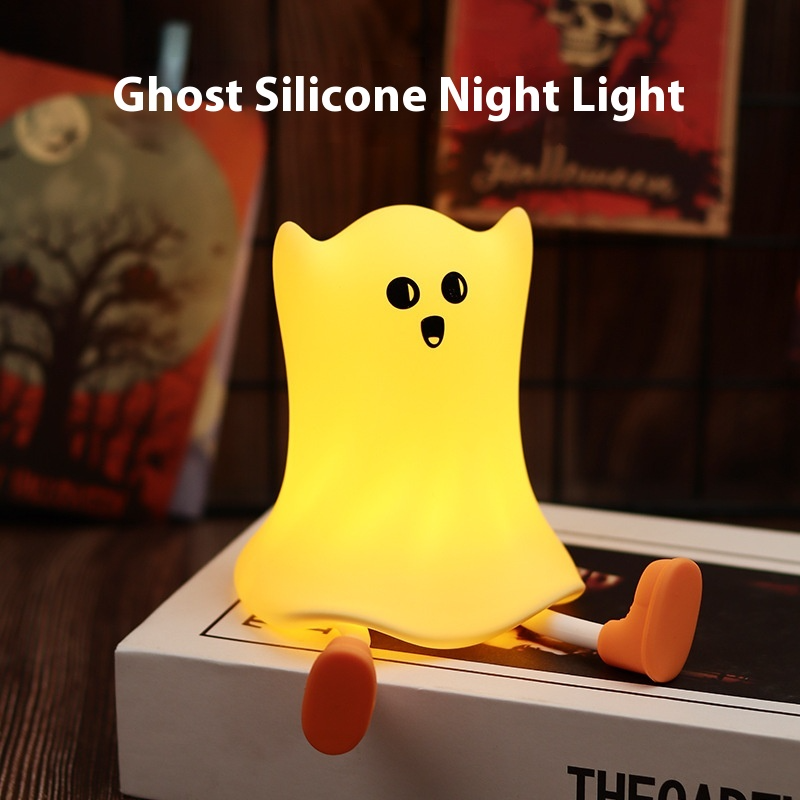 Cute Halloween Ghost Night Light – Silicone Bedside Lamp