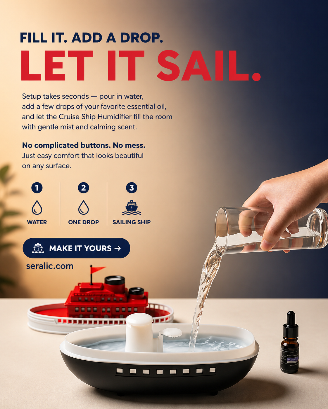 Cruise Ship Cool Mist Humidifier | The Décor Piece That Mists, Glows & Diffuses