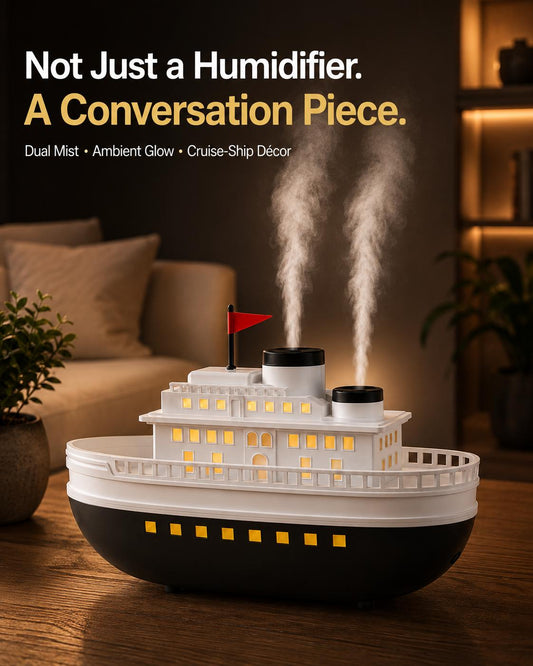 Cruise Ship Cool Mist Humidifier | The Décor Piece That Mists, Glows & Diffuses