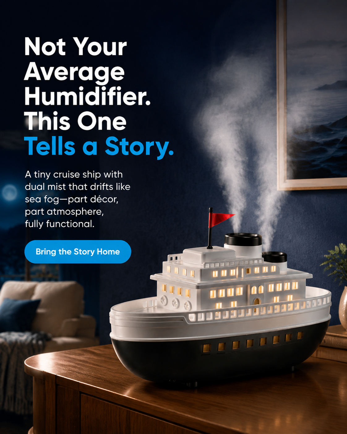 Cruise Ship Cool Mist Humidifier | The Décor Piece That Mists, Glows & Diffuses