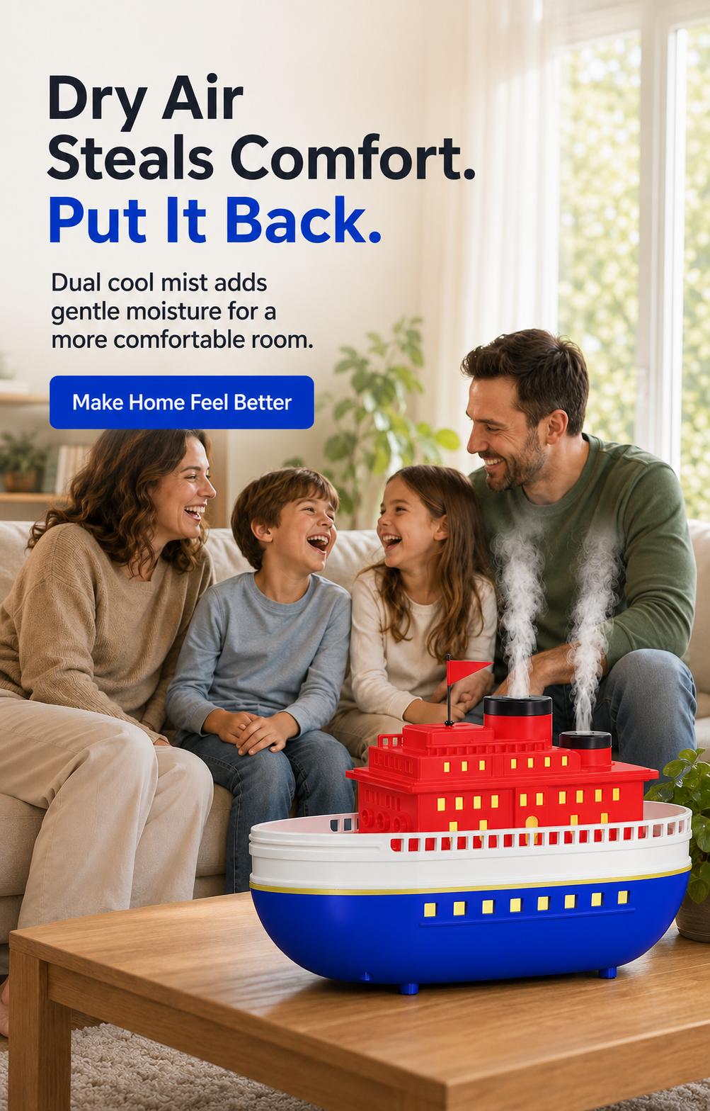 Cruise Ship Cool Mist Humidifier | The Décor Piece That Mists, Glows & Diffuses