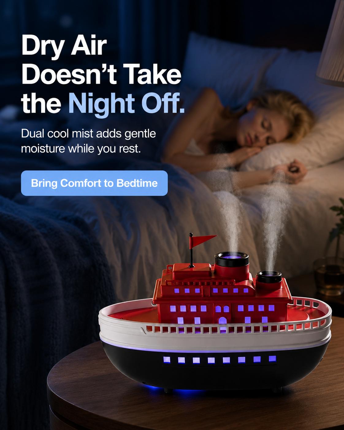 Cruise Ship Cool Mist Humidifier | The Décor Piece That Mists, Glows & Diffuses