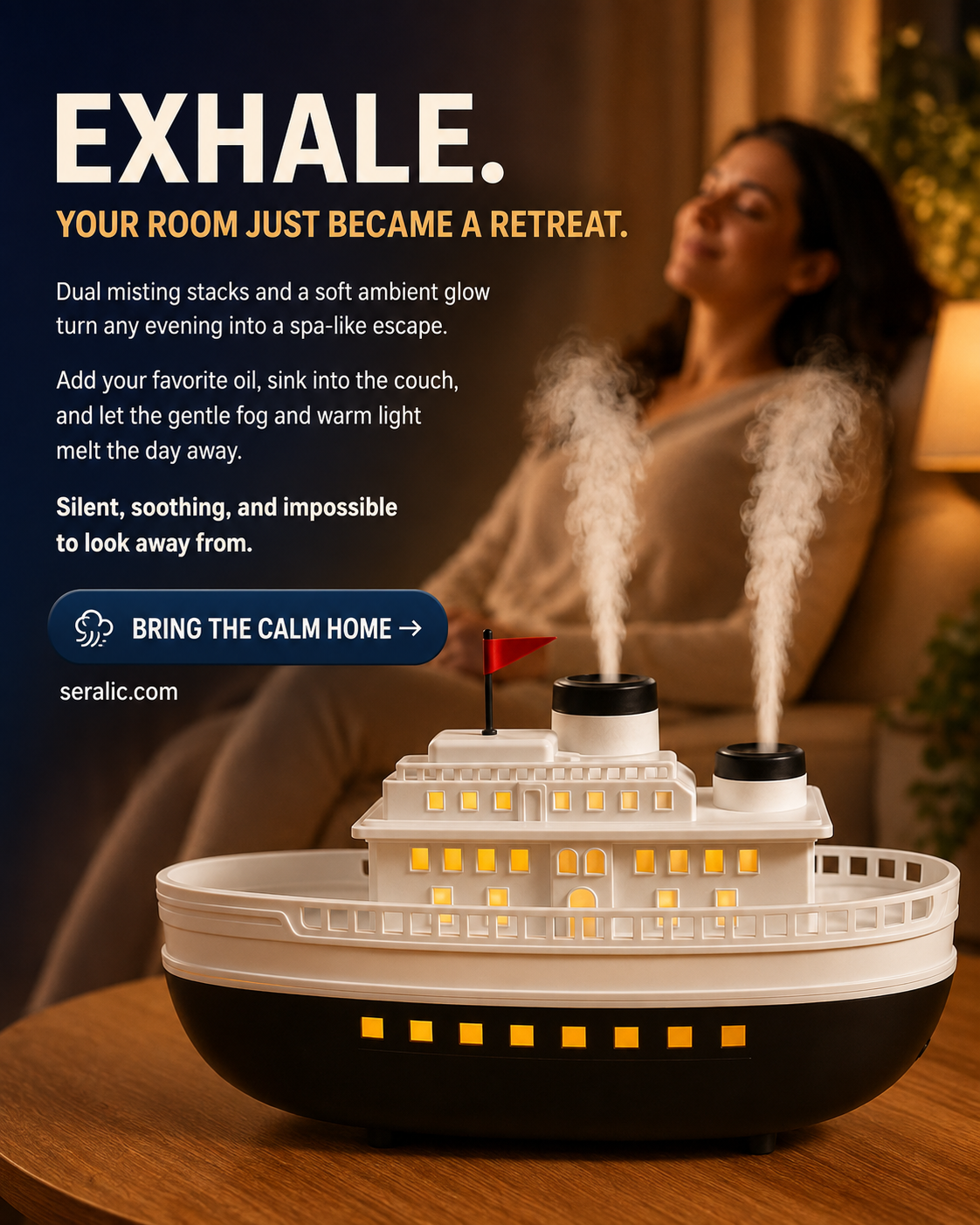 Cruise Ship Cool Mist Humidifier | The Décor Piece That Mists, Glows & Diffuses