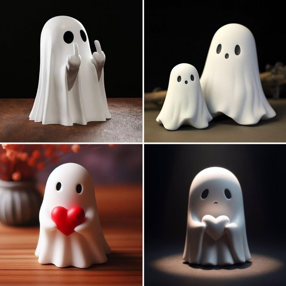 Cute Halloween Ghost Figurine – Mini Spooky Table Decor